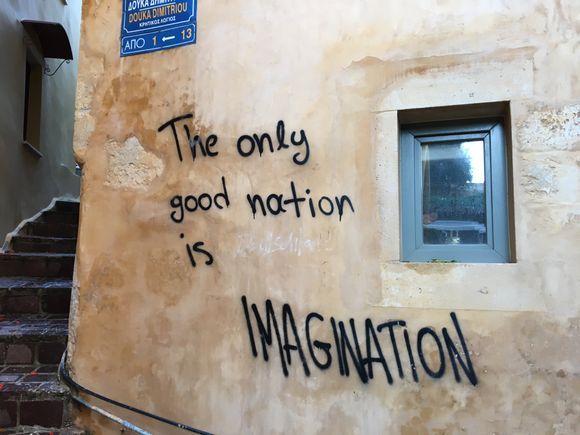 On a back street in Chania, Crete. The sign says it all! 