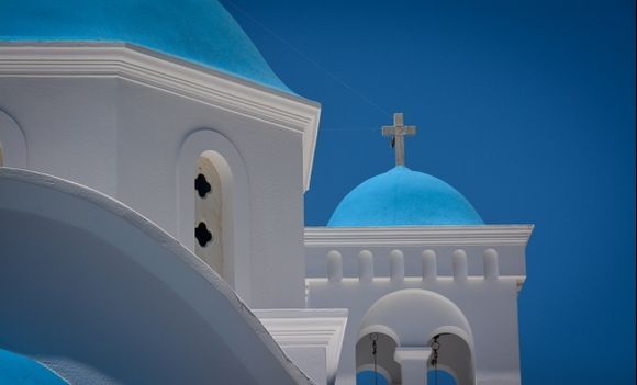 ...blue skies and blue domes...paros light