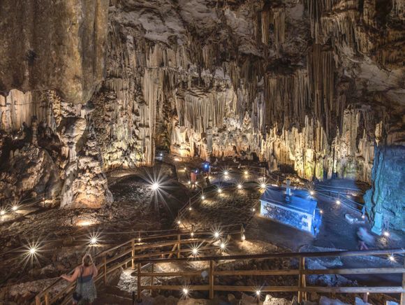 The rather spectacular Melidoni Cave in Rethymno Province in Crete. It’s been a place of worship since Neolithic times but holds more recent significance as a heavy historical place during the Ottoman reign. It’s a stunning cathedral like cave to visit.