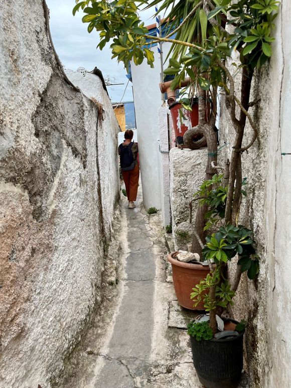 Narrow streets and nice houses and gardens