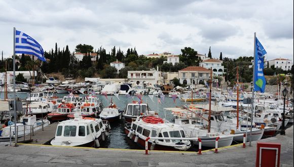 Storms had been reported, and many boats sought refuge in the old harbor at Spetses.