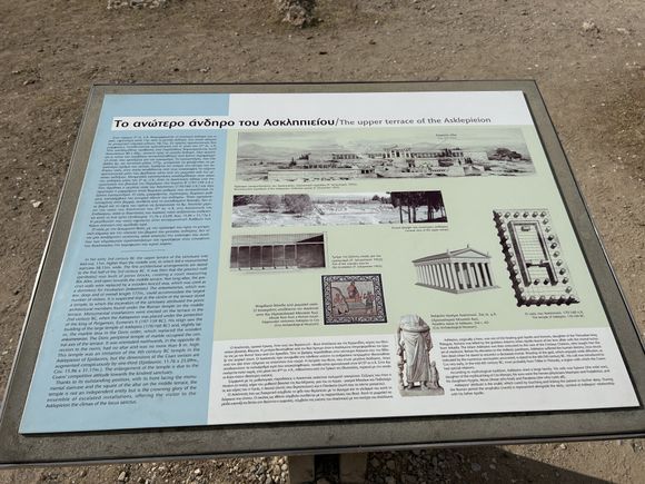Information board of the upper terrace of the Asklipieon, which you can enlarge for more info. 