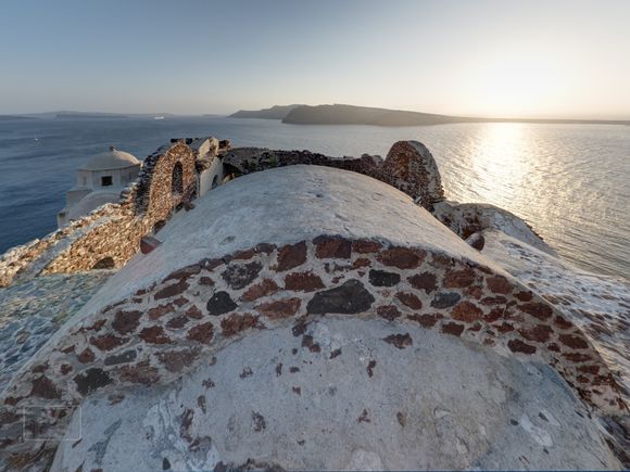 The old castle remnants on the cliff.