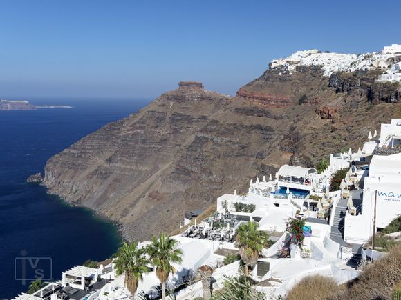 Looking across the caldera at Skaros Rock.