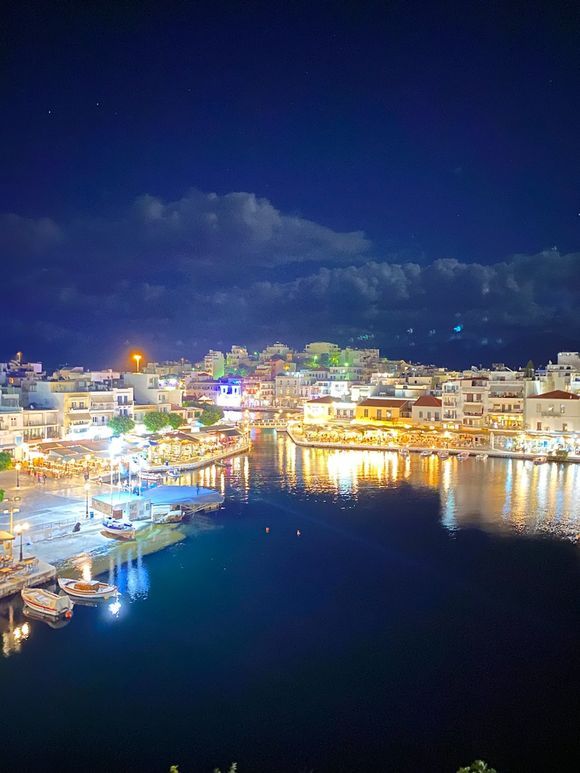 Night view of Agios Nikolaos, Crete 