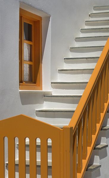 Orange and white stairs