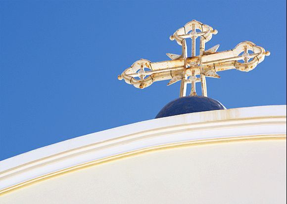 Cross on church in Karterados