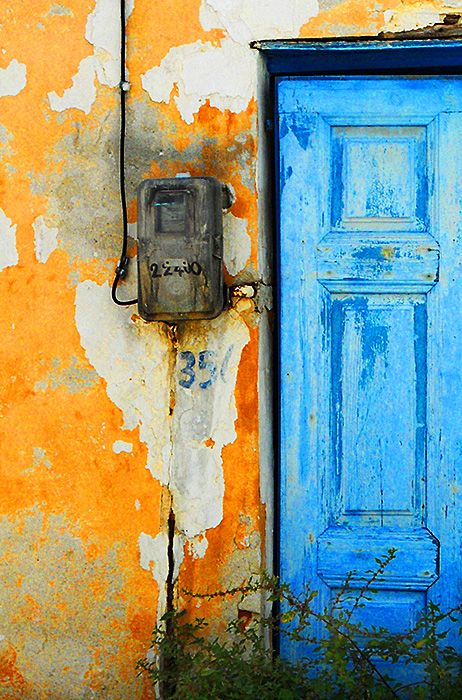 Blue door and electric meter