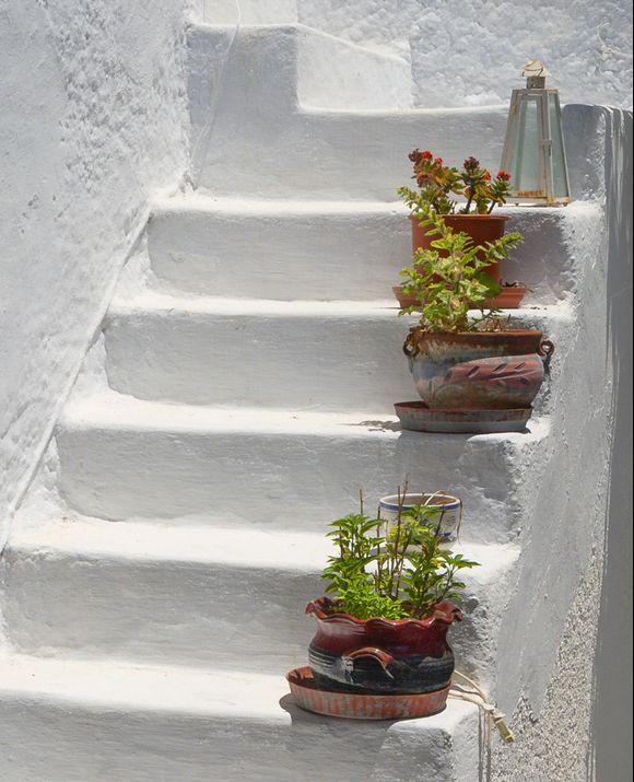 Pots on stairs