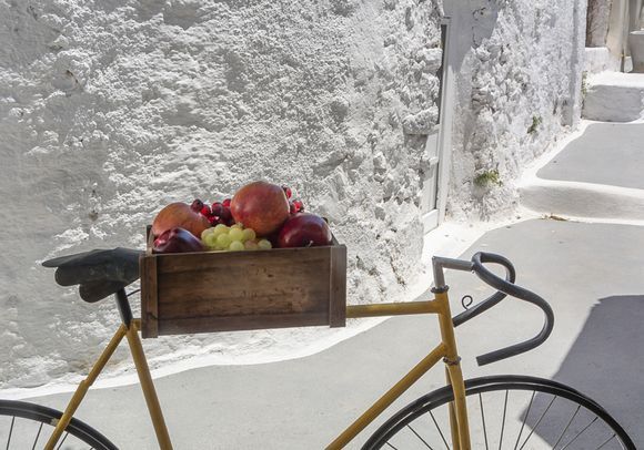 Fruit basket on a bicycle
