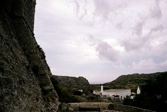 Castle wall at Chora. Kythira, 2009