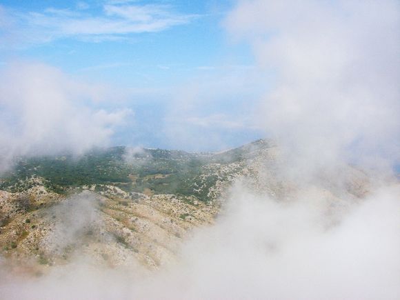 clouds and the blue sky - Pantokrator mountain - on the top of Corfu