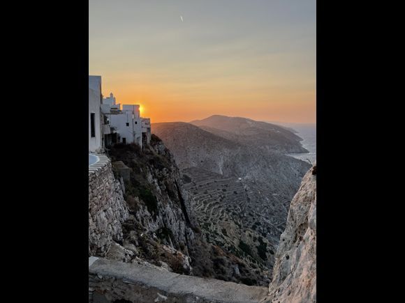 Cliff top Kastro at sunset, Chora Folegandros.