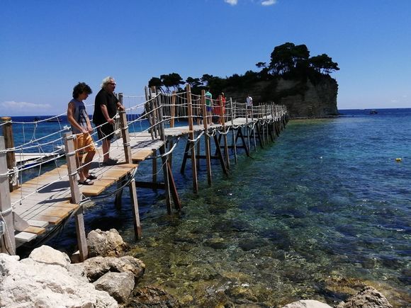 The bridge connecting the small island of Agios Sostis to the main land of Zakynthos