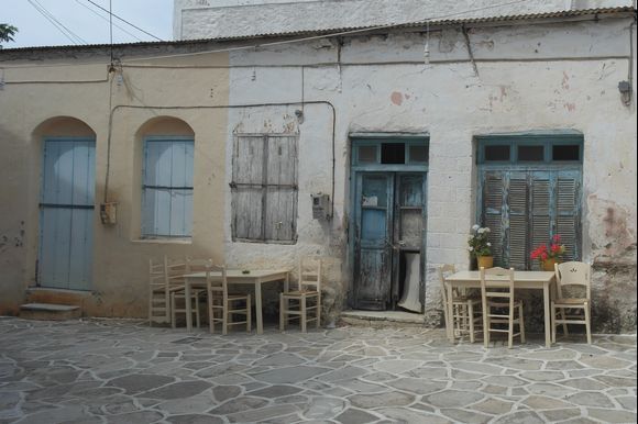 What is the first thought when seeing this photograph?

To me it didn't make sense, old door and shutters, new table and chairs 🤔

May 22, 2018 