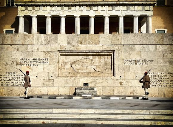 Syntagma - Changing of Guards & The Monument of the Unknown Soldier in front of the Hellenic Parliament and the Presidential Mansion