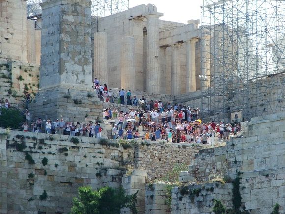 Tourists at the Acropolis.