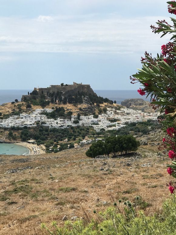 Closing in on Lindos Village and its Acropolis. 