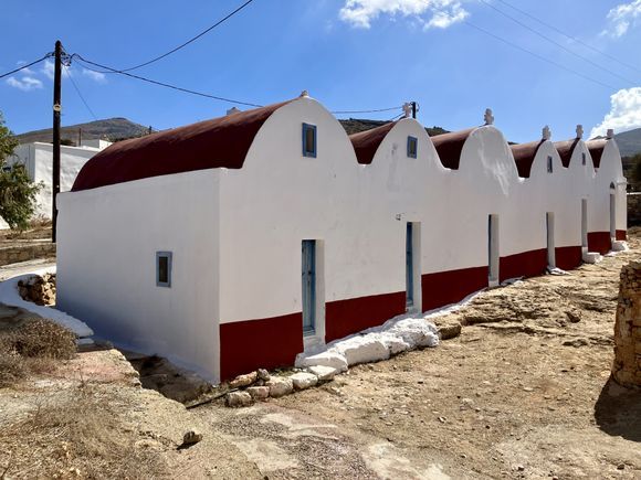 The six little churches dedicated to 6 different saints, were monks still frequent and each separate to one another but all joined to make them a whole building. They are near the village of Panagia on the island of Kasos.