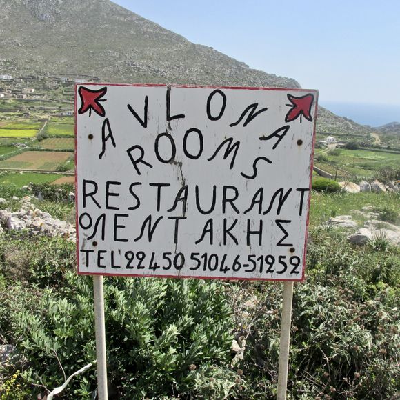 Such a homemade old fashioned sign on the outskirts of Avlona, that  I came across on my hike from Olympos to Tristimo.