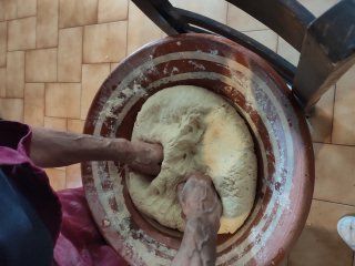 This is traditional bread making at the Traditional Hotel Vagia.