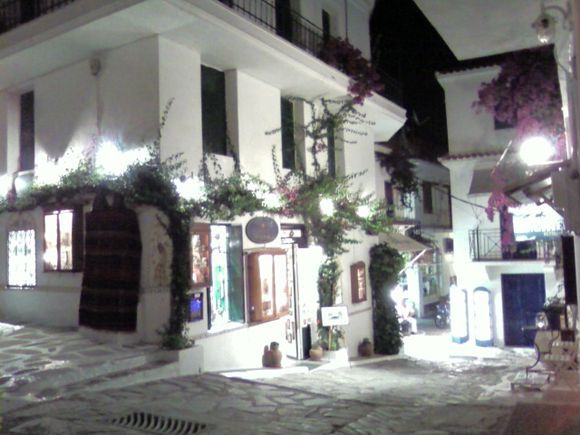 Skiathos Town by Night Near The Church