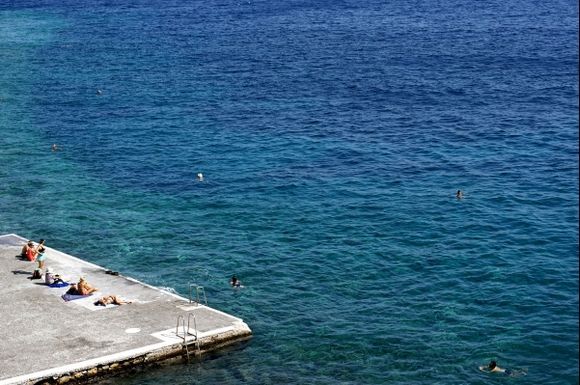 Locals enjoying some sea in Syros