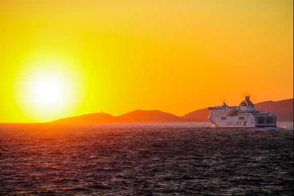 Ferry during sunset