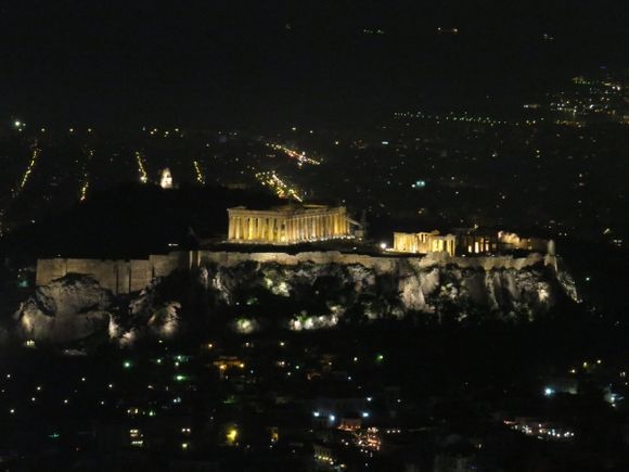 acropolis hill by night