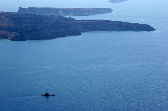 A submarine in Santorini