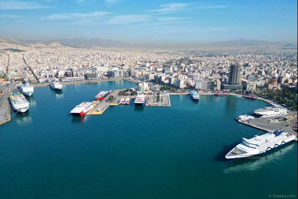 Aerial view of Piraeus Port. Who said Athens is a polluted city??? 