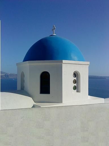 the beautiful Santorini church.