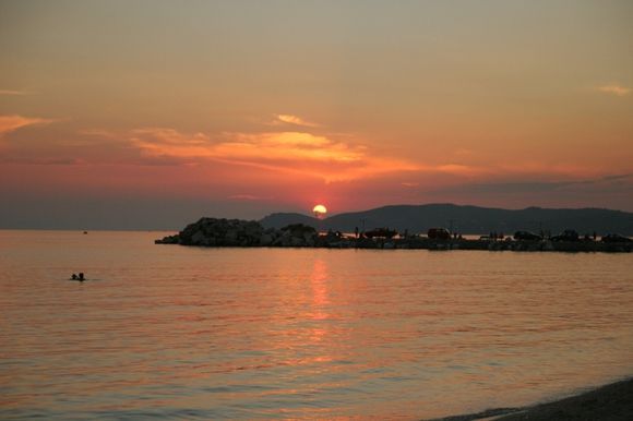 Athos at the sunset - a view from Thassos.