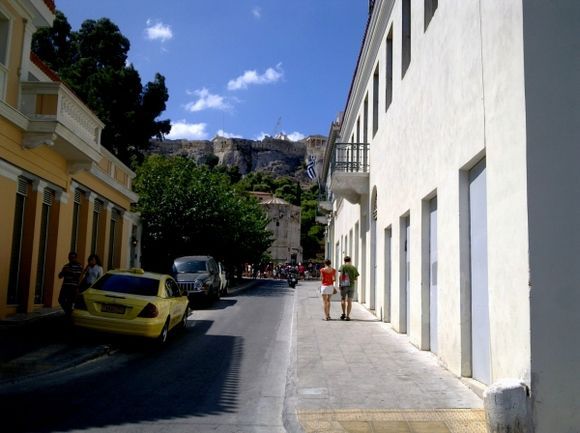 A view of Acropolis through street