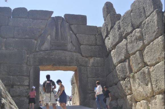 The Lions gate to Agamemnon\'s palace, Mycenae, Peloponissos