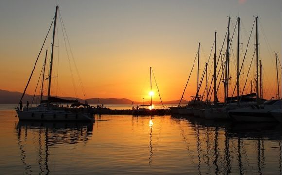 Sunset Naxos town / port