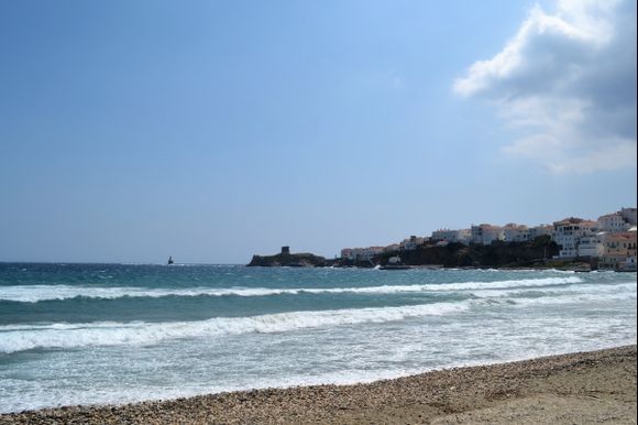 The view from the beach of chora