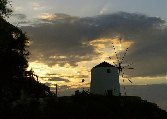 Windmill at sunset-Parikia