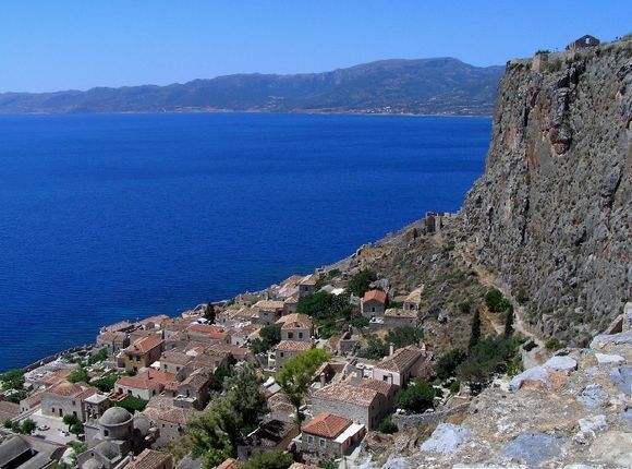Looking down at the old town of Monemvasia