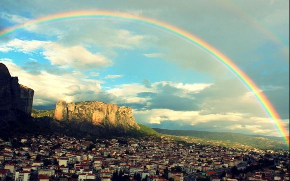 Rainbow over Kalampaka, Meteora!