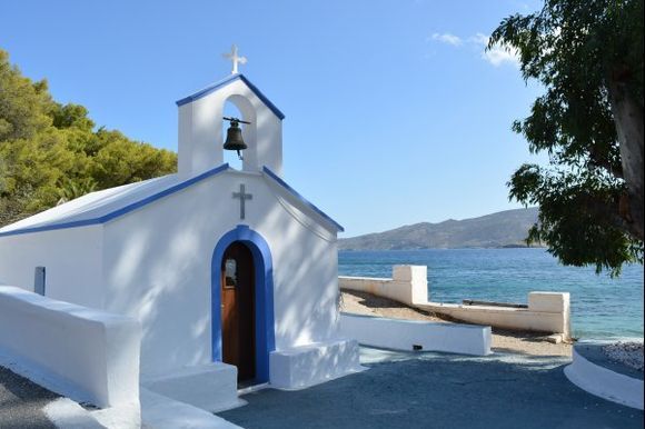 A tiny church right next to the sea