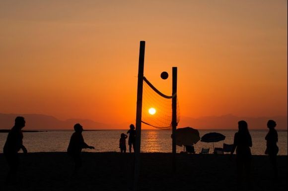 Beach volley against the Elafonissos sunset