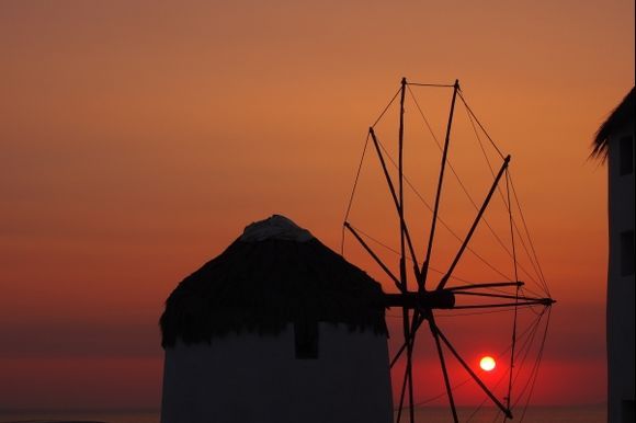 sunset at the windmills