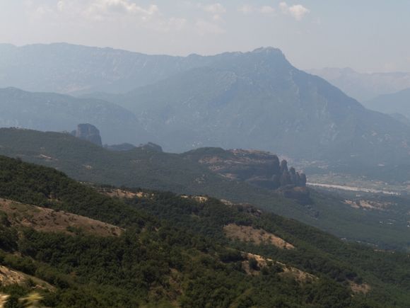 The rocks of Meteora seen from a distance