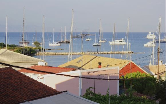 The view from the hotel - the port in Gaios, Paxi.