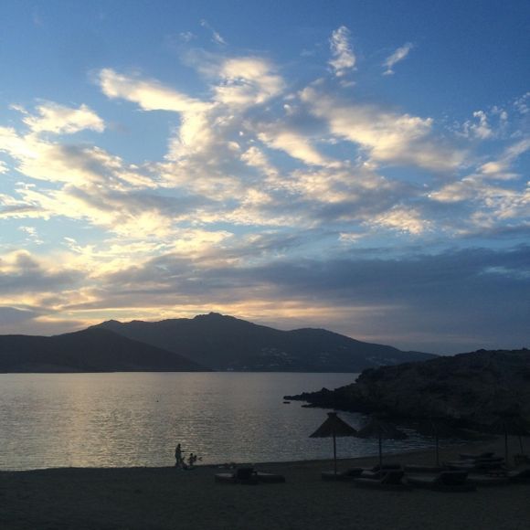 Sunset at Alemagou Beach in Mykonos