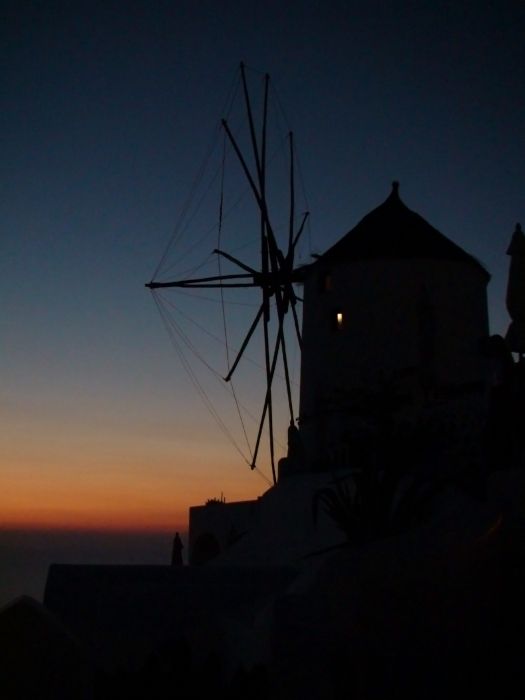 Windmill in Twilight - Oia