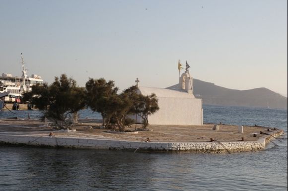 Small church on port of naxos