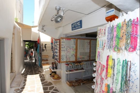 Naxos narrow streets shopes
