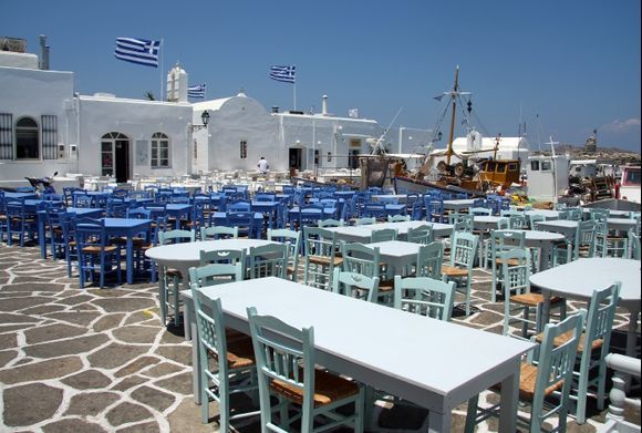 Paros cafes in the morning